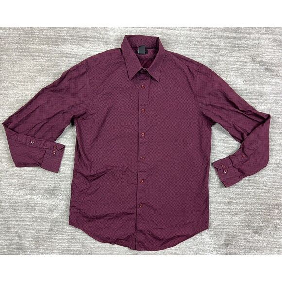 Structure Shirt Mens Medium 38-40 Red Geometric Premium Woven Long Sleeve‎ - Picture 1 of 12